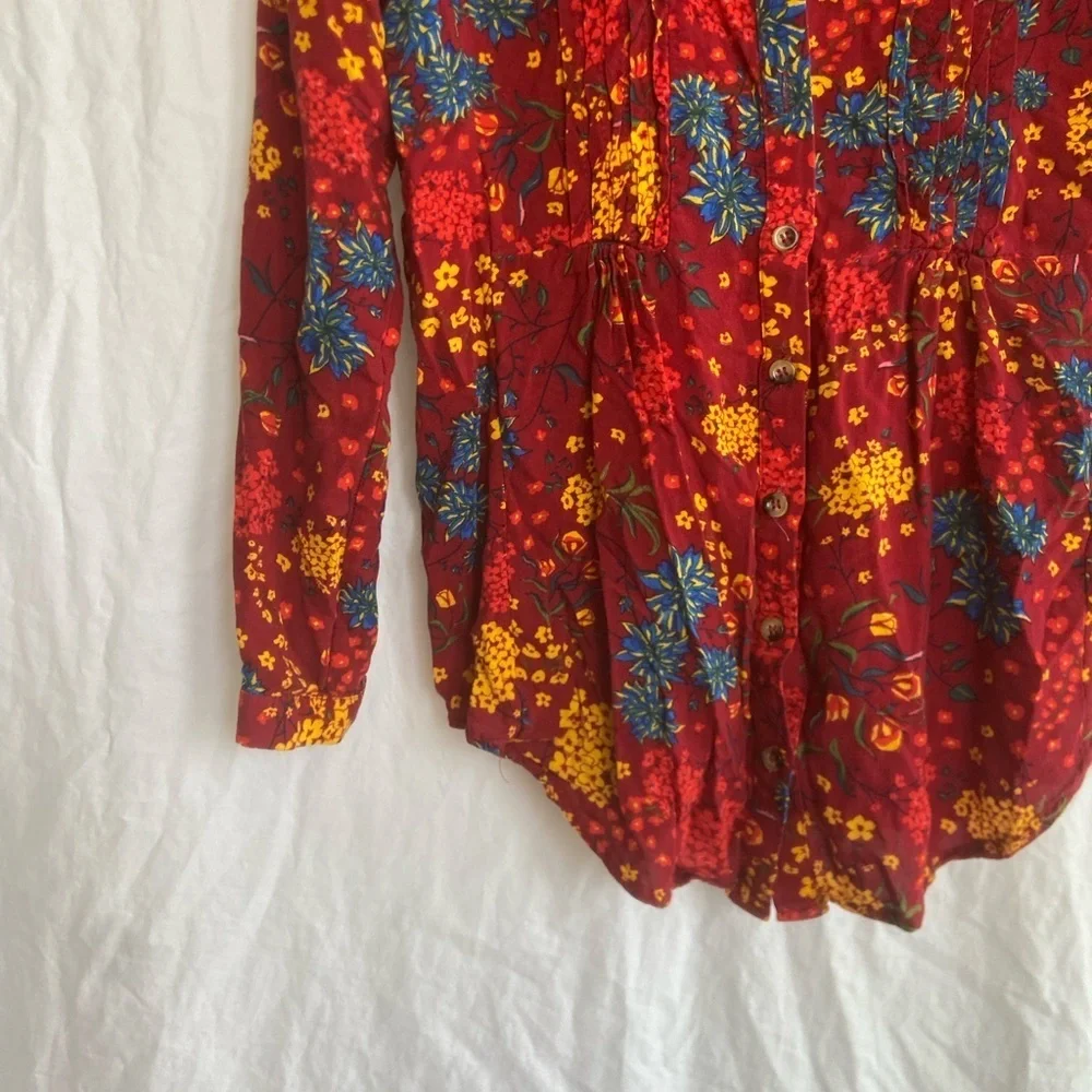 Anthropologie Maeve Floral Pintuck Boho Blouse Size Small - Picture 4 of 15